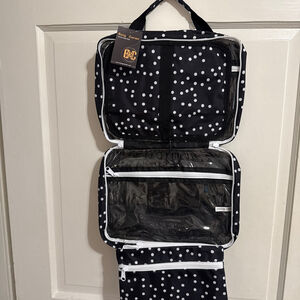 Bag & Carry Black and White Polka Dot 3 Piece Travel Cosmetic Bag Set